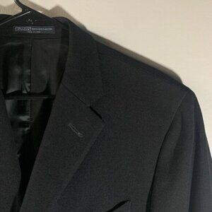POLO RALPH LAUREN MEN'S CLASSIC VIRGIN WOOL BLAZER MADE IN ITALY‎ Sz 42 BLACK LN